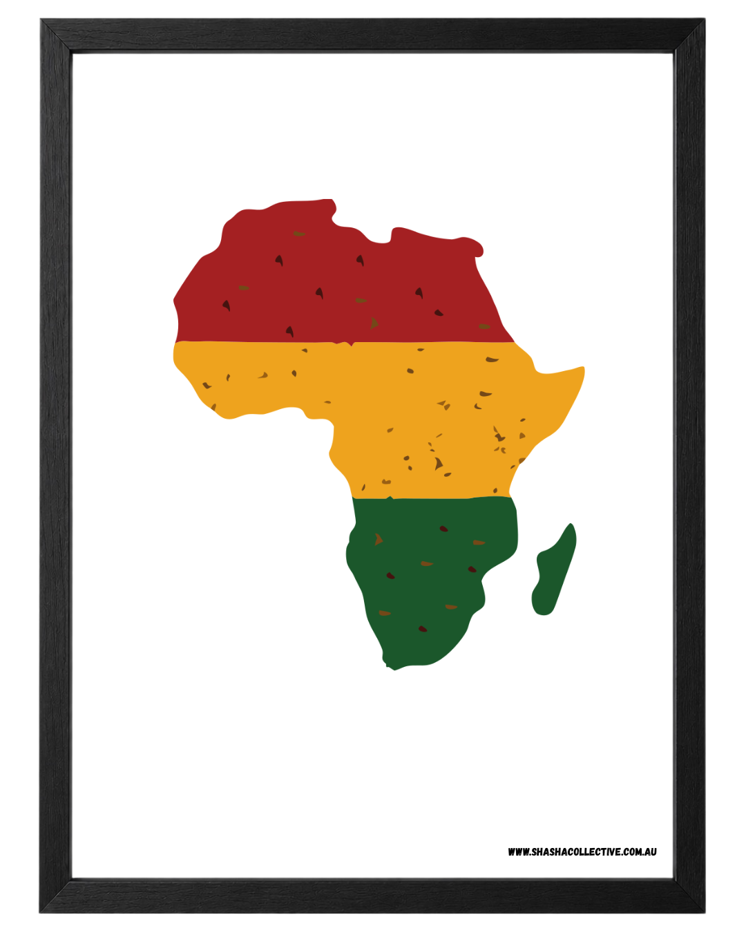 Framed A3 African Map - Pan-Africanist Colours