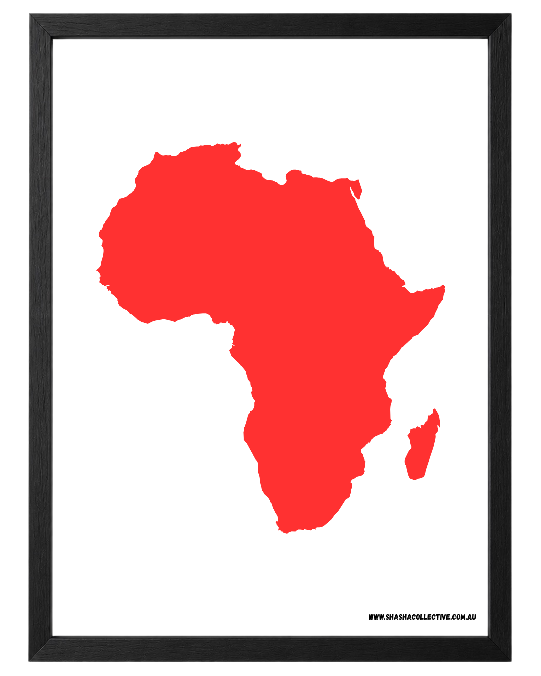 Framed A3 African Map - Red